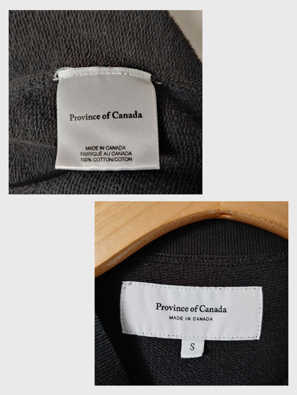 Province of Canada French Terry Crop Sweatshirt Cotton Black Size Small - Picture 16 of 16